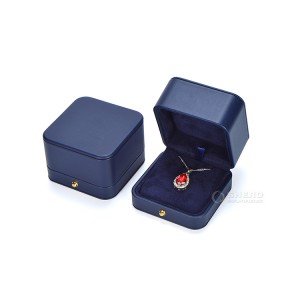 Schmuck-Geschenkverpackungsset, individuelles Logo bedruckt, kleine Ring- und Halskettenbox, luxuriöse Leder-Schmuckschatulle mit Seil