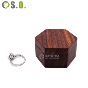 Wholesale Luxury Polygon Jewewlry Box For Ring Wedding Gift Wooden Coved Velvet Inner Custom Design Ring Box With Magnetic