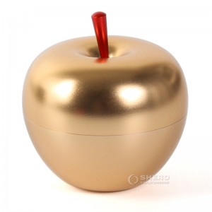 Новое поступление, креативное металлическое золотое ювелирное изделие, подарочное кольцо, подвесная коробка в форме яблока для рождественских украшений