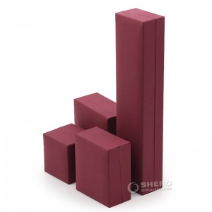 Goldrosa Lederpapier-Schmuckschatullen Ringbox Schmuckverpackung Anhänger Armreif Halskette Großhandel Schmuckverpackungsbox