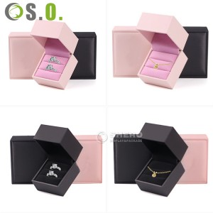 Luxury green PU Leather Jewelry Box With gold Stamping Customized Logo For Jewellery