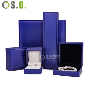 Luxury green PU Leather Jewelry Box With gold Stamping Customized Logo For Jewellery