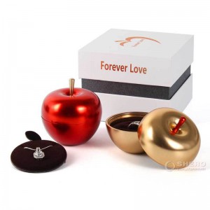 Nuovo arrivo creativo metallo dorato gioielli regalo anello pendente scatola a forma di mela per gioielli di Natale