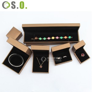 Großhandel mit individuellem Logo, schwarzes Kunstleder-Papier-Schmuckkästchen, Luxus-Ohrring-Armband-Armband-Anhänger-Ring-Schmuck-Verpackungskasten