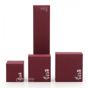 Goldrosa Lederpapier-Schmuckschatullen Ringbox Schmuckverpackung Anhänger Armreif Halskette Großhandel Schmuckverpackungsbox