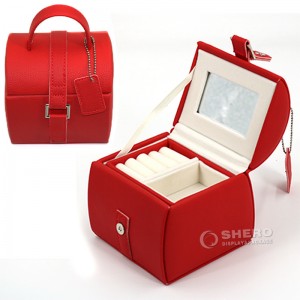 Custodia per gioielli portatile da viaggio per gioielli di fascia alta, scatola di immagazzinaggio per anelli di gioielli in pelle PU multifunzione personalizzata