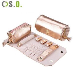 Fashion Jewelry Storage Bag Cloth Pink Blue Jewelry Roller Bag for Travel Rings Erring Organized Jewelry Bag