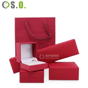 Custom Beige Leather Jewelry Box For Pendant Embossing Logo Packaging set For jewellery box