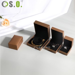 Klassieke speciale zwart blauw papier kunstleer plastic geschenkdoos set hanger oorbel ketting ring sieraden sieraden verpakking