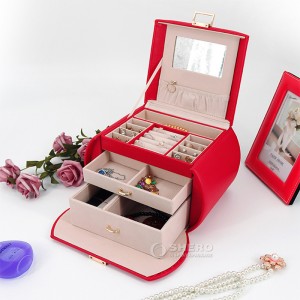Casegrace Kotak Organizer Perhiasan Besar Multi Lapis Penyimpanan Perhiasan Organizer Rumah Kotak Hadiah Penyimpanan Laci Kulit PU Logam