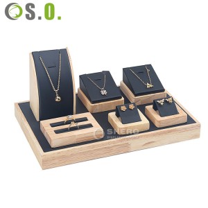 Shero tienda de lujo mostrador pulsera colgante collar anillo joyería soporte de exhibición de madera conjunto con buena calidad
