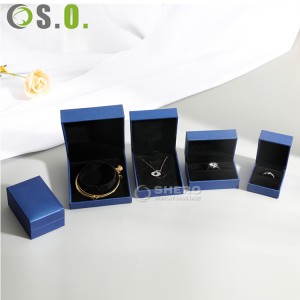 Klassisches, besonderes, schwarz-blaues Papier-Kunstleder-Kunststoff-Geschenketui-Set, Anhänger-Ohrring-Halsketten-Ring-Schmuck-Schmuck-Verpackungsbox