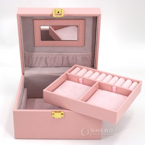 Caja de embalaje de cuero PU de tres capas para joyería, 2 cajones, organizador de joyería, anillo, collar, pulsera, caja de almacenamiento