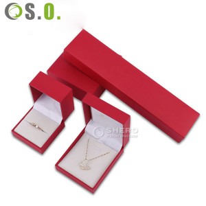 Custom Beige Leather Jewelry Box For Pendant Embossing Logo Packaging set For jewellery box