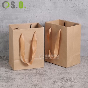 Custom Printed Your Own Logo White Brown Kraft Gift Craft Shopping Paper Bag With Handles