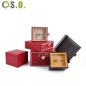 Fabricante chinês caixa de joias artesanal de alta qualidade caixa de aliança de casamento em couro sintético