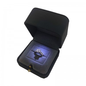 Caixa de joias led de veludo luxuosa com caixa de presente com luz led para colar com pingente de anel