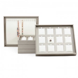 Bandejas de embalaje de joyería para collar, colgante de anillo personalizado, bandeja de exhibición de joyería de cuero pu, venta al por mayor