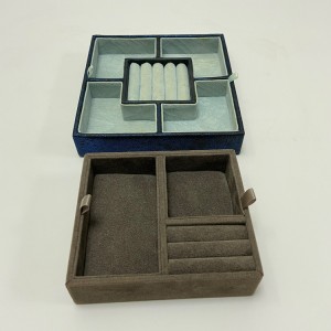 Chất lượng cao Bespoke Hình dạng khác nhau Nhẫn Khuy măng sét Pin Khay đựng đồ trang sức với các ngăn khác nhau