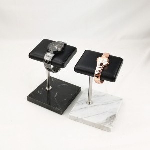 China custom new arrival luxury marble watch display black leather watch bracelet holder jewelry display stand