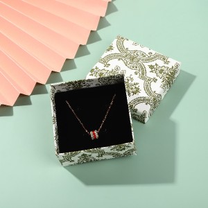 Bolsa de regalo de joyería de cartón con logotipo personalizado, caja con cubierta para collar, cubierta deslizante, caja de papel con espuma negra para embalaje de joyería