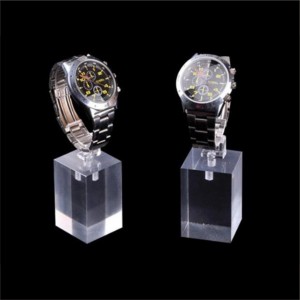 Estante de exhibición de reloj acrílico para hombre, estante de exhibición de reloj inteligente de cristal transparente para mujer, soporte con logotipo personalizado