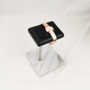 China custom new arrival luxury marble watch display black leather watch bracelet holder jewelry display stand