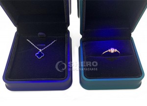 Factory custom logo white light wholesale jewelry velvet earrings necklace bracelet packaging box black led ring jewelry box
