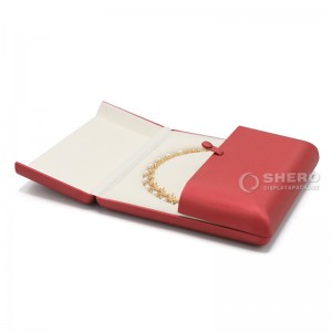 Rode dubbele open ontwerp knopvergrendeling PU sieraden verpakking ring oorbel armband sieraden doos