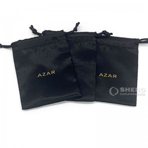 Beg barang kemas Satin Sutera Debu Kecil yang Disesuaikan Borong Hitam Tali Satin Barang Kemas dengan Percetakan Logo