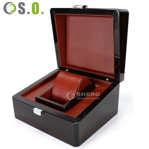 High-end Best Quality Wooden Leather Watch Box With Lock Flip Watch Storage Boxes