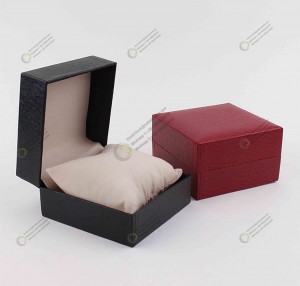 Boîte de montre en cuir PU rectangulaire de meilleure qualité, logo personnalisé avec oreiller et manchon en papier