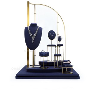 Jewelry Metal Stand Rack Window Display Set Microfiber