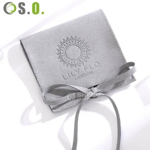 Bolso de lujo impreso logotipo personalizado de la joyería del collar de la microfibra de la pequeña bolsa del paquete de la aleta del sobre