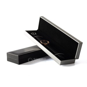 Caja de regalo para reloj de pulsera, embalaje de terciopelo negro de cuero Pu blanco de lujo personalizado, caja de embalaje para relojes