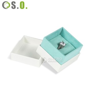 Caja de papel para anillos y pendientes, cajas de embalaje de joyería al por mayor de cartón ecológico con su logotipo y cinta