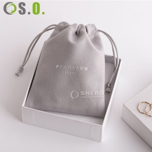 Saco de embalagem com cordão de algodão branco de alta qualidade com logotipo personalizado Bolsa para presente de joias