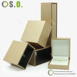 Hochwertige kundenspezifische Schmuckschatulle aus goldenem Papiersamt, Schubladen-Verpackungsbox, Ring-Halsketten-Ohrring-Schmuckschatulle