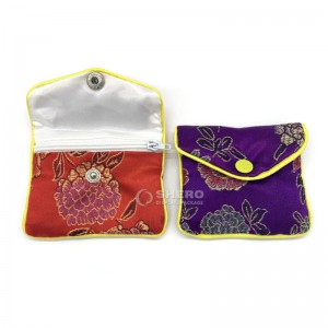 Handmade Custom Jewelry Silk Purse Pouch Gift Bags Chinese Brocade Jewelry Pouch Bags With Zipper