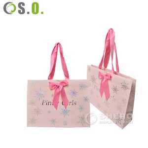 Wholesale Custom Logo Cardboard Packaging White Black Luxury Gift Shopping Jewelry Paper Bag With Handles