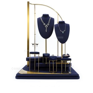 Jewelry Metal Stand Rack Window Display Set Microfiber