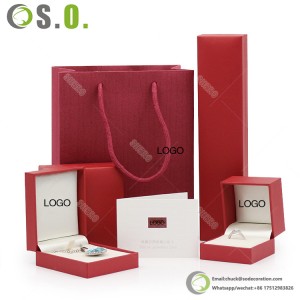 シンプルなクラシックレザーレット紙シングルダブルリングバングルイヤリングペンダントジュエリーボックスカスタムロゴ利用可能な包装ボックス