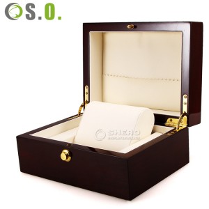 Custom Logo Fashionable Luxury Single Wood Lacquered Couple Watch Box Gift Storage Display Case