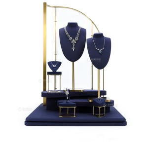 Jewelry Metal Stand Rack Window Display Set Microfiber