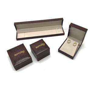 Caixa de joias de papel de couro PU azul personalizado de alta qualidade, caixa de embalagem de joias