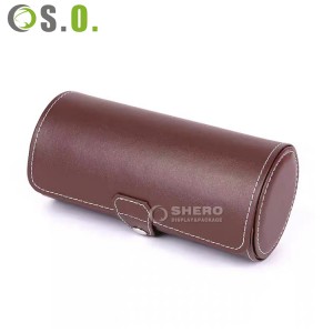 Customized Printed Logo Roll Watch Jewelry Bags Mini Pu Leather Travelling Jewelry Storage Bags