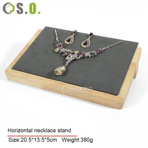 Novo design de alta venda de madeira de bambu jóias expositor colar brincos anel pulseira conjunto de exibição de jóias