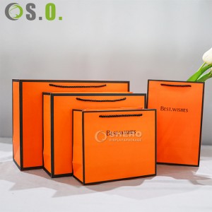 مصنع دعم كيس ورقي برتقالي نوع خاص خدمات طباعة الشعار المخصص بسعر الجملة