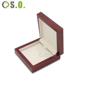 Caixa de madeira feita sob encomenda do nível superior para o veludo do pendente do anel da joia dentro da caixa de madeira da joia