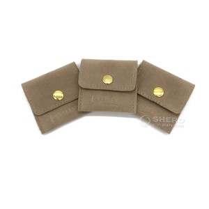 사용자 정의 인쇄 스웨이드 벨벳 봉투 회색 보석 주머니 및 단추가 있는 포장 선물 가방
